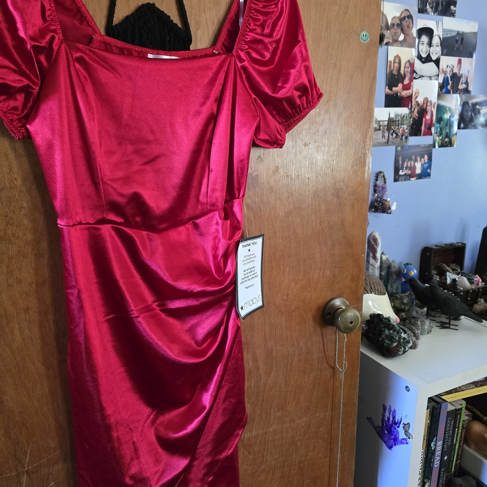 Vibrant Red Satin Dress